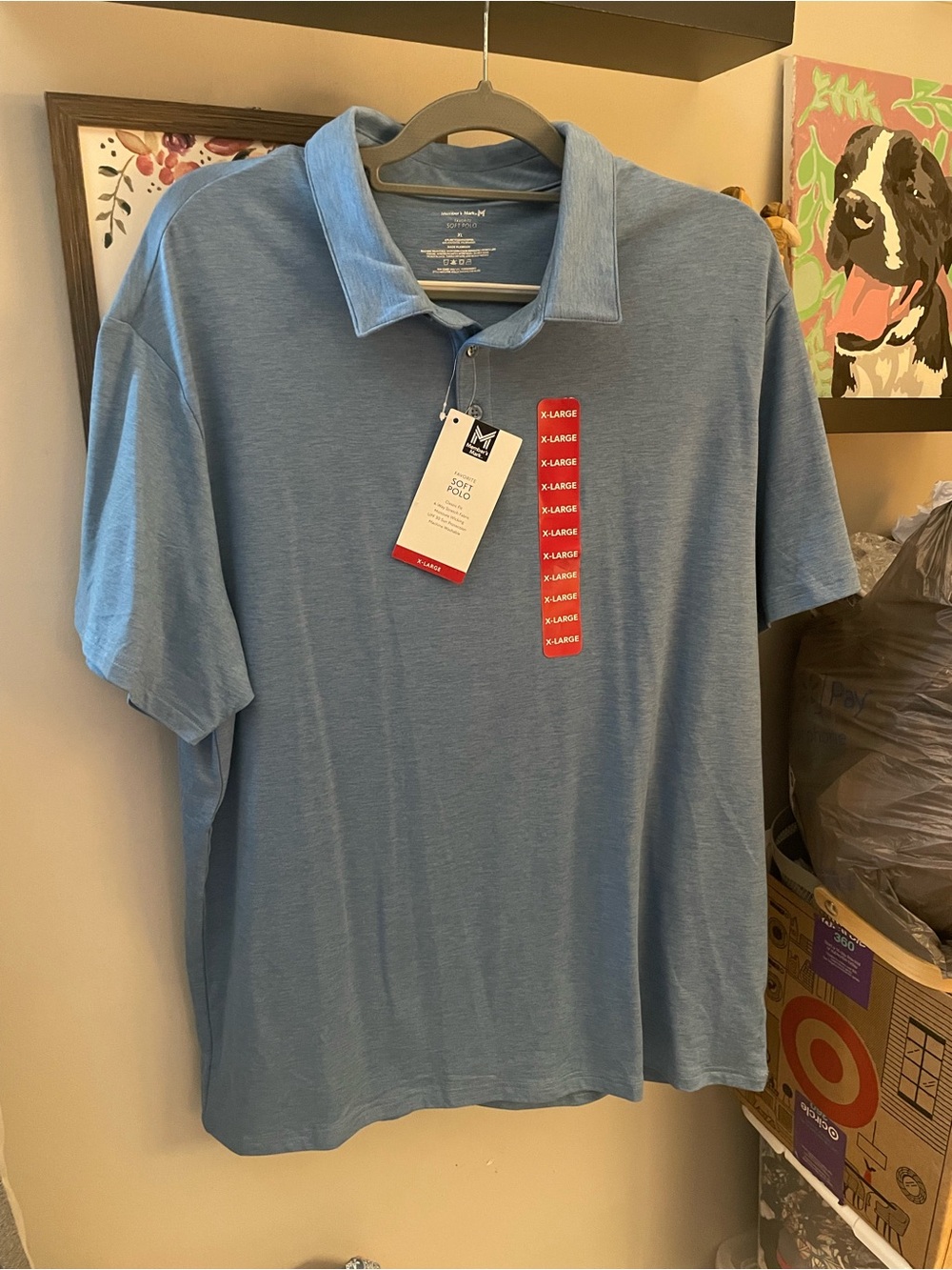 Men's Soft-Touch Polo Shirt in Light Blue - Size XL